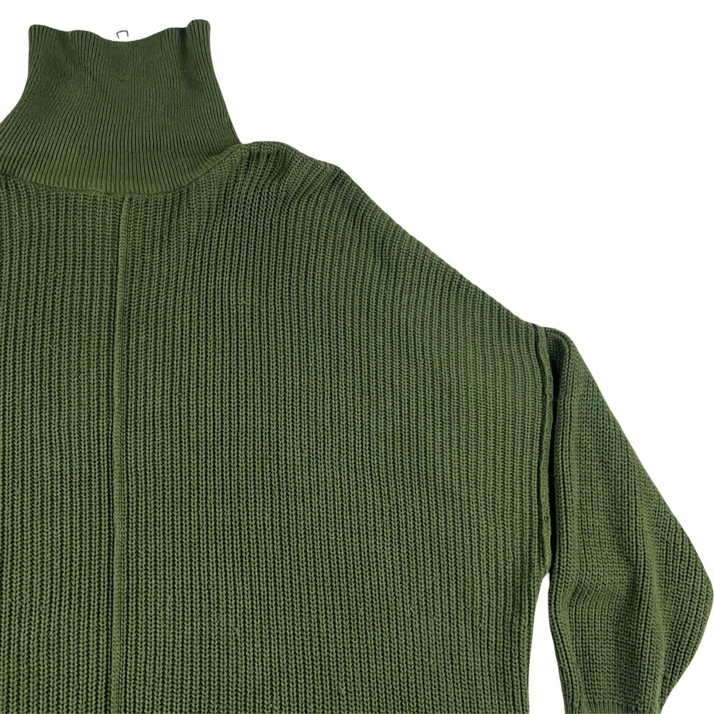 Torrid Quarter Zip Sweater Womens 3 Green Ribbed Knit Oversized Mock Neck - Picture 9 of 11